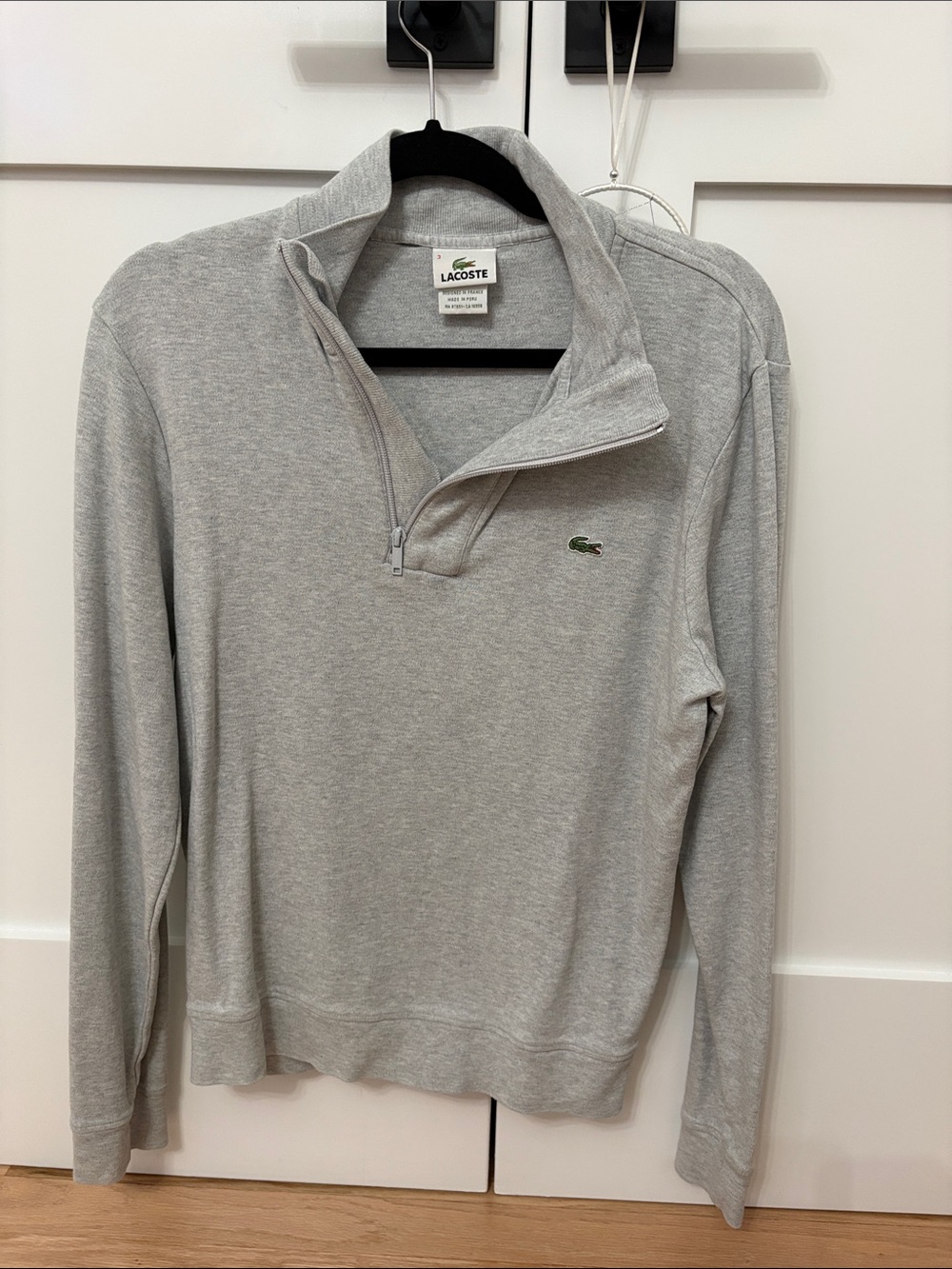 Lacoste Men's Light Gray Zip-Up Pullover Sweater